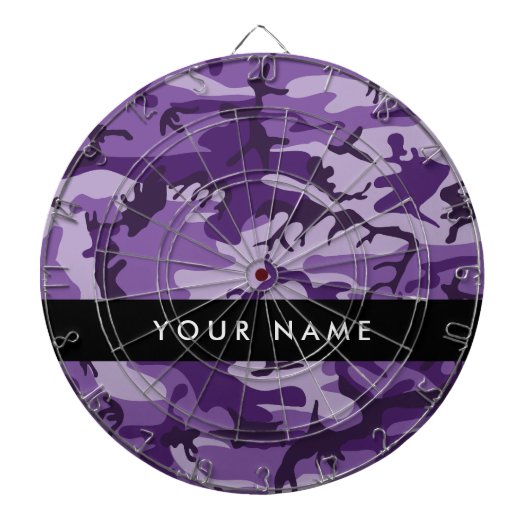 Paarse Camouflage Jouw naam personaliseren Dartbord (Voorkant)