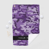 Paarse Camouflage Jouw naam personaliseren Golfhanddoek (Insitu)