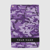 Paarse Camouflage Jouw naam personaliseren Golfhanddoek (Voorkant)