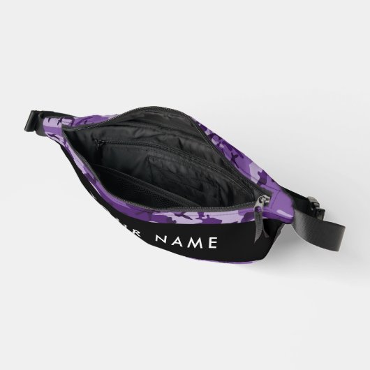 Paarse Camouflage Jouw naam personaliseren Heuptasje (Open)