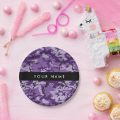 Paarse Camouflage Jouw naam personaliseren Papieren Bordje (Feest)