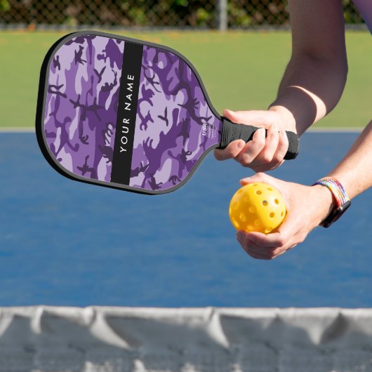 Paarse Camouflage Jouw naam personaliseren Pickleball Paddle (Insitu)