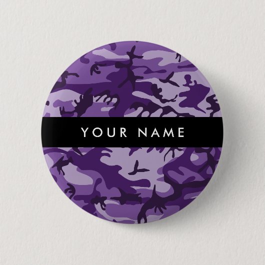 Paarse Camouflage Jouw naam personaliseren Ronde Button 5,7 Cm (Voorkant)