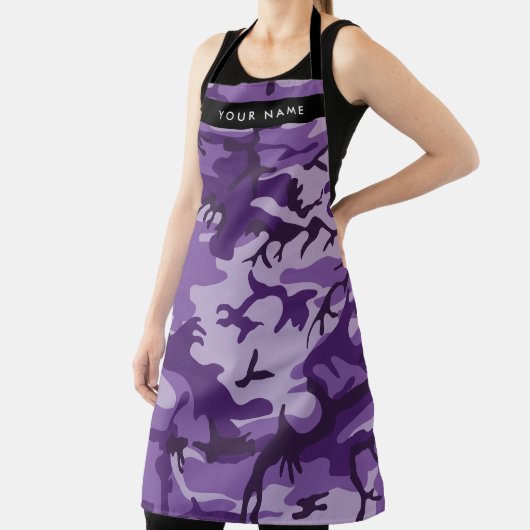 Paarse Camouflage Jouw naam personaliseren Schort (Insitu)