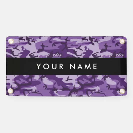 Paarse Camouflage Jouw naam personaliseren Spandoek (Horizontaal)