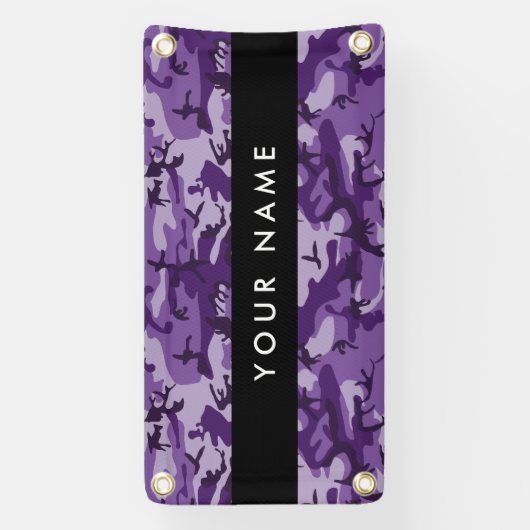 Paarse Camouflage Jouw naam personaliseren Spandoek (Verticaal)