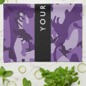Paarse Camouflage Jouw naam personaliseren Theedoek (Gevouwen)