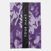 Paarse Camouflage Jouw naam personaliseren Theedoek (Verticaal)