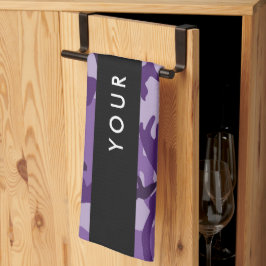 Paarse Camouflage Jouw naam personaliseren Theedoek