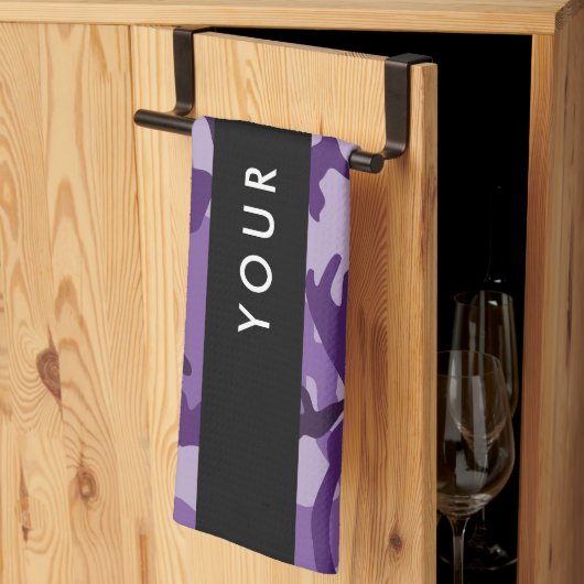Paarse Camouflage Jouw naam personaliseren Theedoek (Derde Gevouwen)