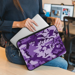 Paarse camouflage, leger, leger laptop sleeve