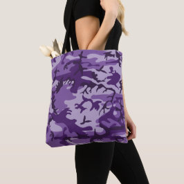 Paarse camouflage, leger, leger tote bag