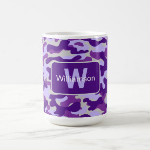 Paarse Camouflage Met Personalisatie Koffiemok