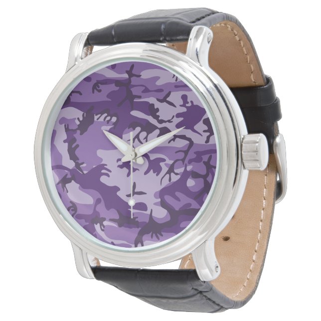 Paarse Camouflage, Militair, Leger Horloge (Gekanteld)