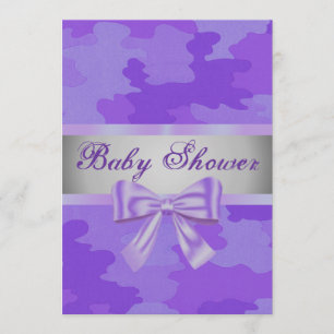 Paarse Camouflage Paarse Boog Baby shower Uitnodig Kaart