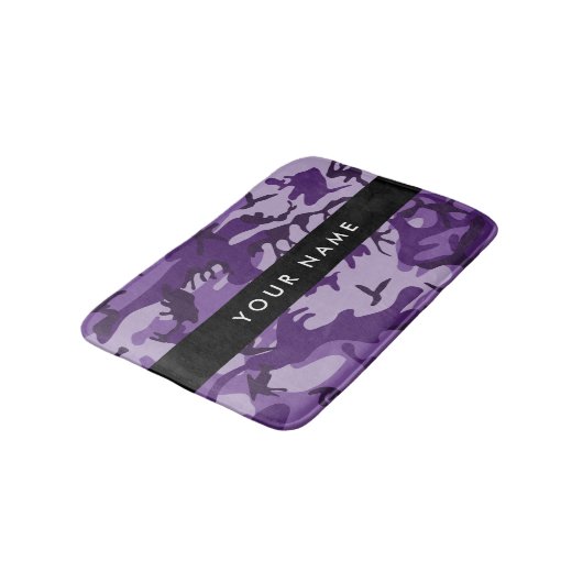 Paarse Camouflage Personaliseer je naam Badmat (Gekanteld)