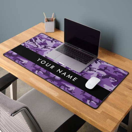 Paarse Camouflage Personaliseer je naam Bureaumat (Kantoor 2)