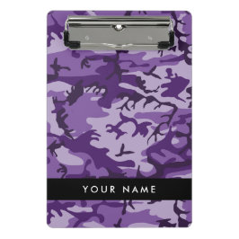Paarse Camouflage Personaliseer je naam Mini Klembord