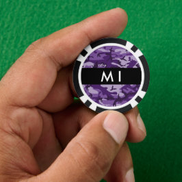 Paarse Camouflage Personaliseer je naam Poker Chips