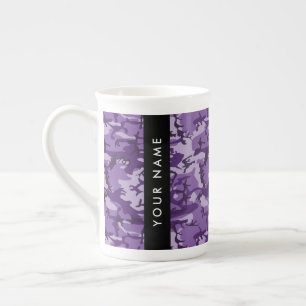 Paarse Camouflage Personaliseer je naam Porselein Kop