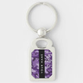 Paarse Camouflage Personaliseer je naam Sleutelhanger (Voorkant)