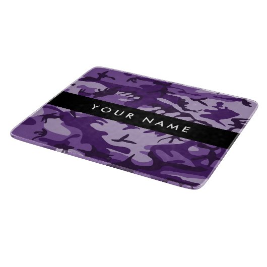 Paarse Camouflage Personaliseer je naam Snijplank (Hoek)
