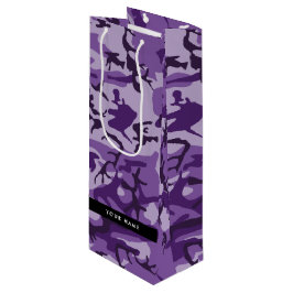 Paarse Camouflage Personaliseer je naam Wijn Cadeautas