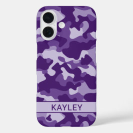 Paarse Camouflage Persoonlijk iPhone 16 Hoesje
