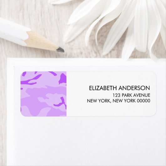 Paarse Camouflage Return-adreslabels Etiket (Insitu)