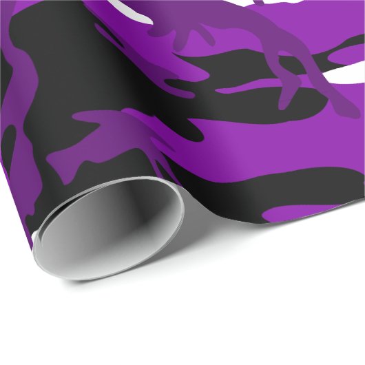 paarse camouflage zwart wit camo cadeaupapier (Rol Hoek)
