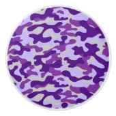 Paarse Camouflagepatroon  Keramische Knop (Voorkant)