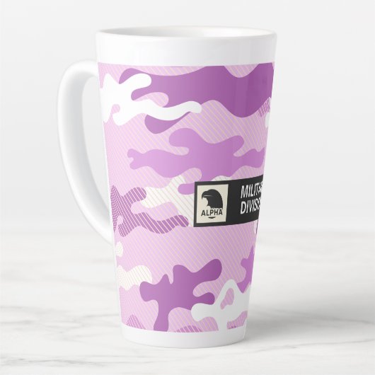 Paarse Camouflagepatroon Latte Mok (Linkerhoek)