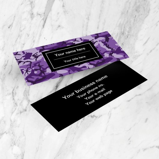 Paarse camouflagepatroon, leger, leger mini visitekaartje