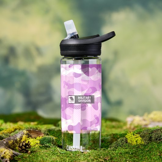 Paarse Camouflagepatroon Waterfles (Buiten (Gedraaid) )