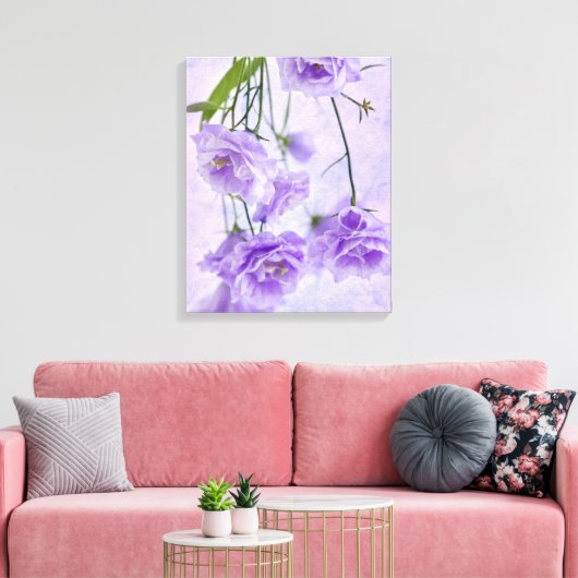 Paarse Campanella Flowers Macro Canvas Afdruk (Insitu (Woonkamer))