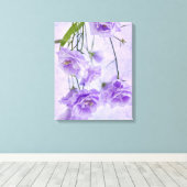Paarse Campanella Flowers Macro Canvas Afdruk (Insitu (Houten vloer))