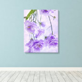 Paarse Campanella Flowers Macro Canvas Afdruk (Insitu (Houten vloer))