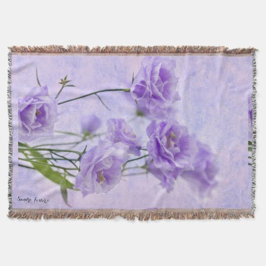 Paarse Campanella Flowers Macro Deken (Voorkant)