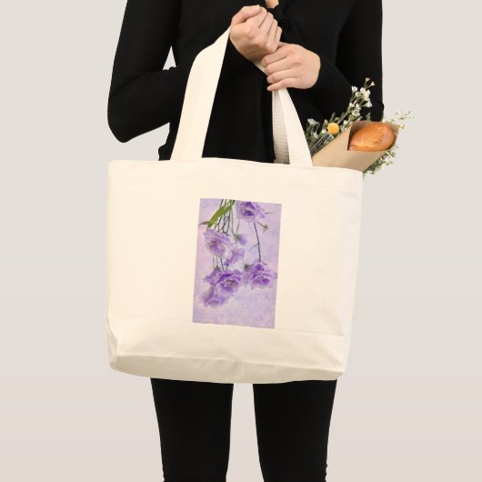 Paarse Campanella Flowers Macro Grote Tote Bag (Voorkant (product))