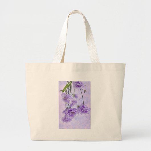 Paarse Campanella Flowers Macro Grote Tote Bag (Voorkant)