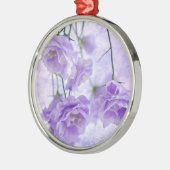 Paarse Campanella Flowers Macro Metalen Ornament (Links)