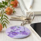 Paarse Campanella Flowers Macro Sleutelhanger (Zijkant)