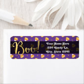 Paarse Candy Corn & Gold Stippen Whimsical Hallowe Etiket (Insitu)