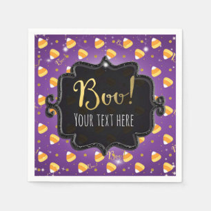 Paarse Candy Corn & Gouden Stippen Whimsical Hallo Servet