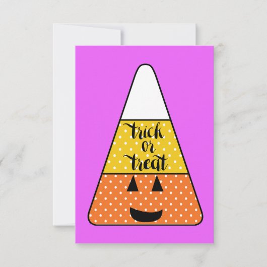 Paarse Candy Corn Trick or treat Halloween Kaart (Voorkant)