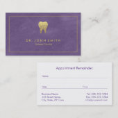 Paarse Canvas Gouden Lijst & Tand - Tandarts Afsprakenkaartje (Voorkant / Achterkant)