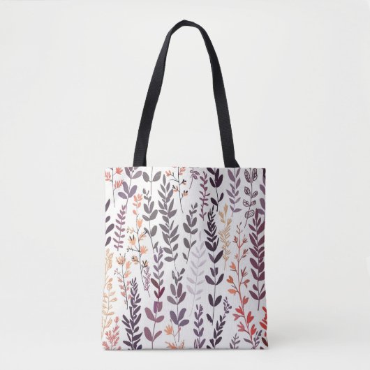 Paarse Canvas tas met bloemmotief (Voorkant)