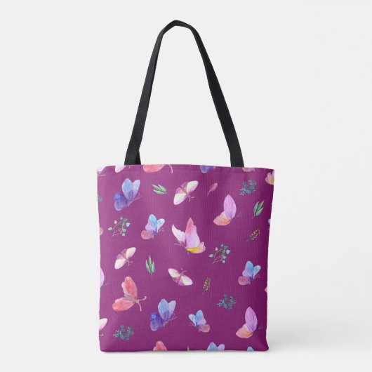 Paarse Canvas tas met Vlinders (Achterkant)