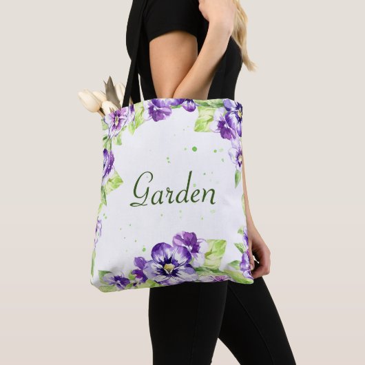 Paarse Canvas tas Pansy (Dichtbij)