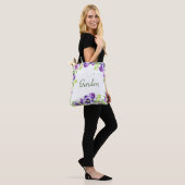 Paarse Canvas tas Pansy (Op model)